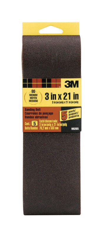 3M 21 in. L X 3 in. W Aluminum Oxide Sanding Belt 80 Grit Medium 5 pk