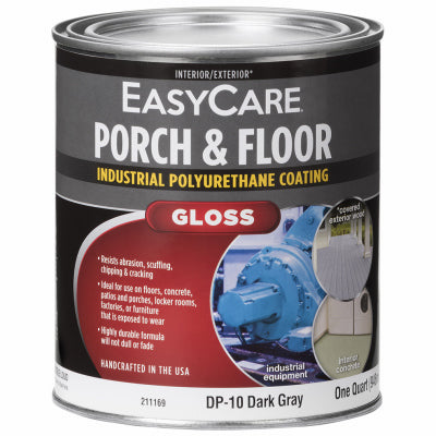 Premium Polyurethane Floor & Porch Enamel, Interior/Exterior Gloss, Dark Gray, 1-Qt. (Pack of 4)