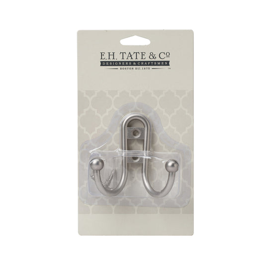 E.H. Tate & Co. Satin Nickel Silver Metal Double Hook 1 pk