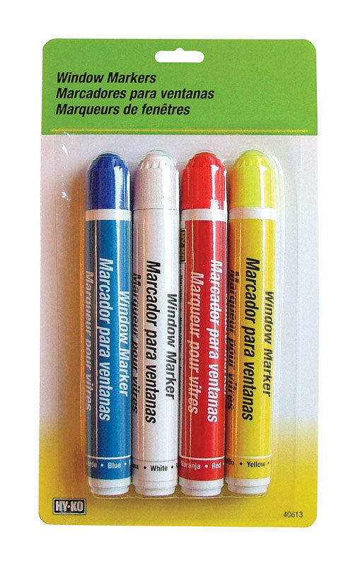 Hy-Ko Assorted Broad and Fine Tip Glass Marker 4 pk (Pack of 3)