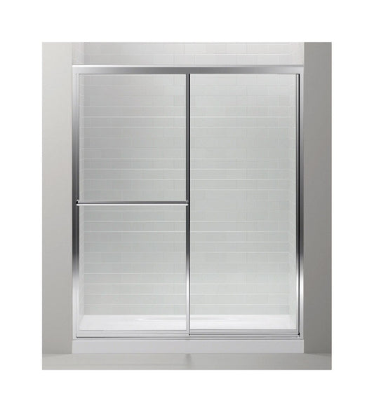 Sterling Prevail 70 in. H X 59 in. W Silver Silver Framed Shower Door