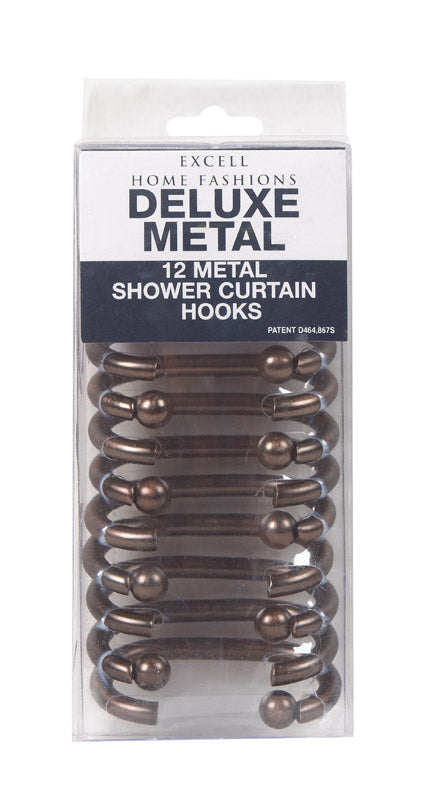 Excell  Bronze  Metal  Deluxe  Shower Curtain Rings  12 pk