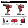 Milwaukee M12 12 V Cordless 2 Tool Drill and Impact Driver Combo Kit