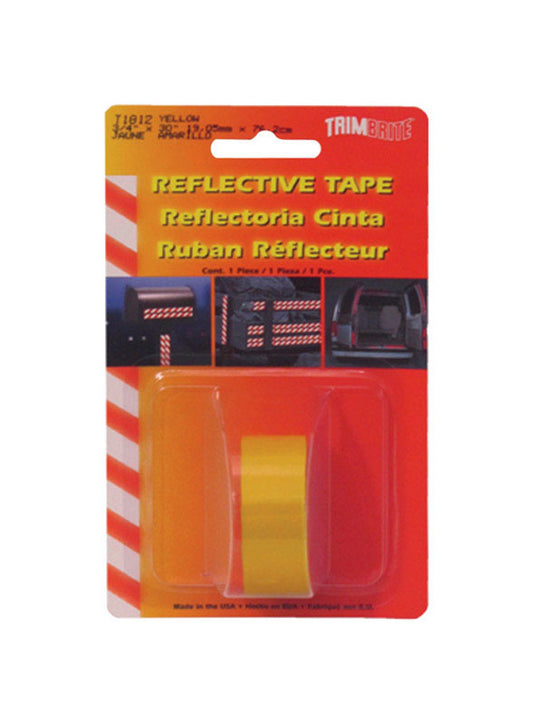 Trim Brite Yellow Self Adhesive Reflective Tape 30 L x 0.75 W in. for Safety Markings