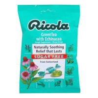 Ricola Sugar Free Green Tea Cough Drops with Echinacea - 19 Drops - Case of 12