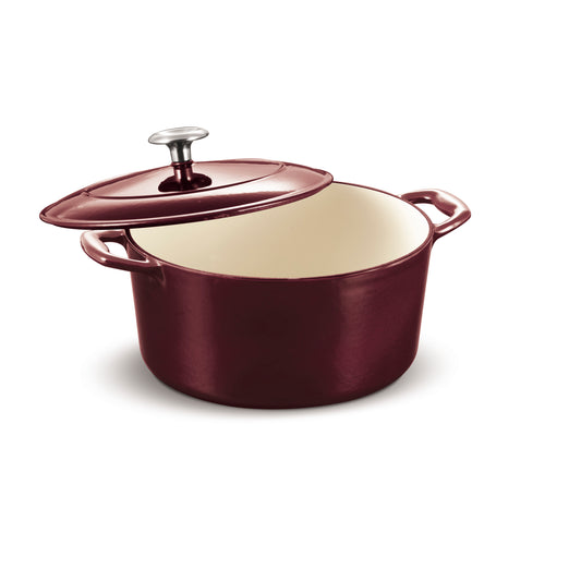 5.5 Qt Enameled Cast-Iron Series 1000 Covered Round Dutch Oven - Majolica Red