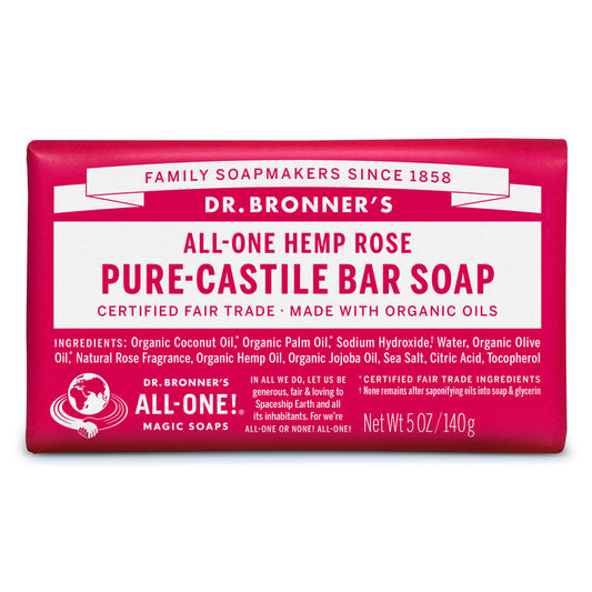 Dr. Bronner's Organic Rose Scent Pure-Castile Bar Soap 5 oz (Pack of 12).