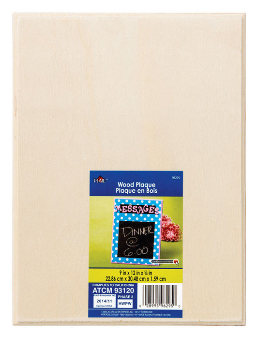 Plaid 1 in. H x 9 in. W x 11.5 in. L Natural Beige Wood Rectangle Plaque (Pack of 3)