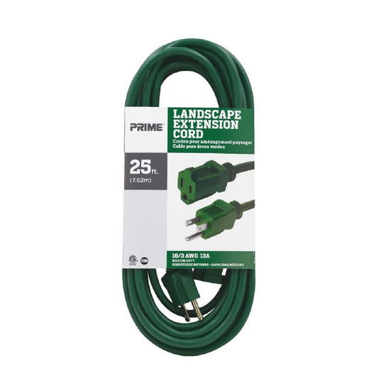 Prime Outdoor 25 ft. L Green Extension Cord 16/3 SJTW