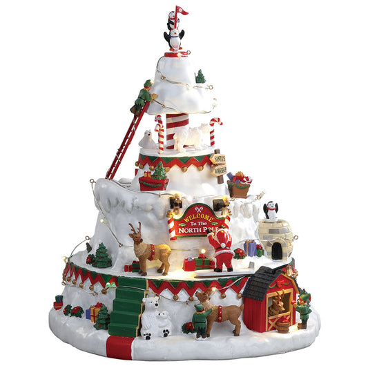 Lemax Multicolored Porcelain North Pole Tower Christmas Village Accessory 9.65 W x 11.42 H in.