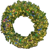 Artificial Pre-Lit Bristol Pine Wreath, 700 Twinkling Multi-Color LED Lights, 48-In.