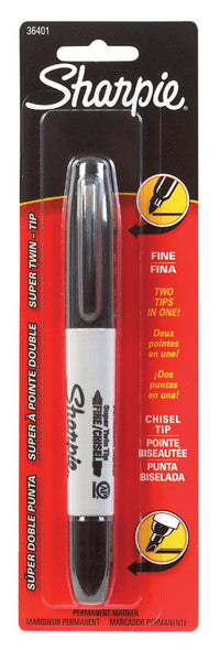 Sharpie Twin Tip Black Fine and Chisel Tips Permanent Marker (Pack of 6)