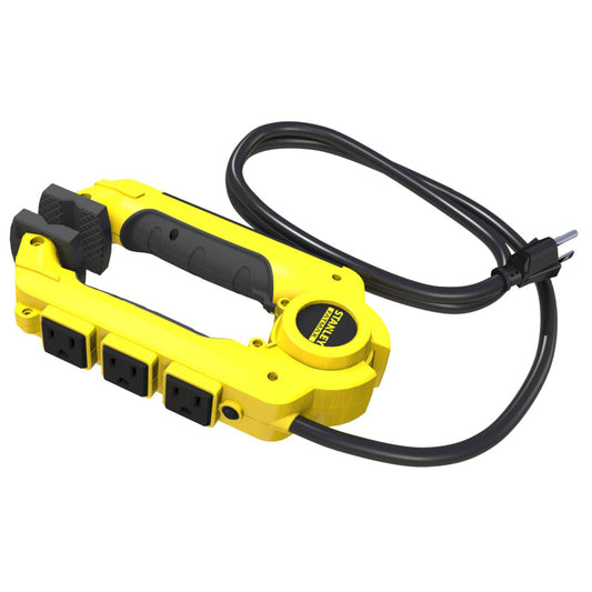 Stanley PowerClaw 3 ft. L 3 outlets Power Strip Black/Yellow