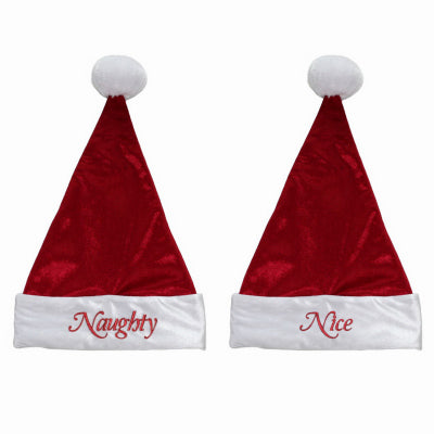 Dyno Naughty/Nice Santa Hat Red/White Velvet 1 pk (Pack of 6)
