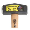 Martillo perforador Collins de acero de 3 lb y 10 in con mango de nogal