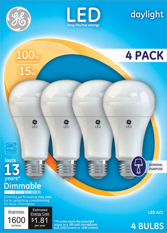 GE A21 LED Bulb Daylight 100 W 4 pk (Pack of 3)
