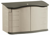 Rubbermaid FG374801OLVSS 4.58' X 2.33' X 3' Sandstone & Olive Small Horizontal Shed