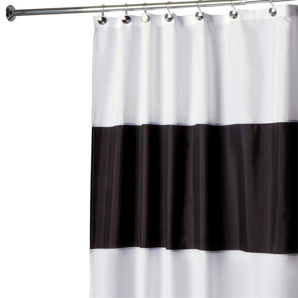 Cortina de ducha de poliéster con rayas blancas y negras de InterDesign de 72 pulgadas de alto x 72 pulgadas de ancho (paquete de 2)