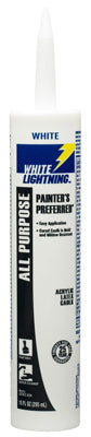 White Lightning Painter's Preferred White Acrylic Latex Caulk 10 oz. (Pack of 12)
