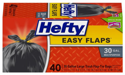 Hefty Easy Flap 30 gal Trash Bags Flap Tie 40 pk