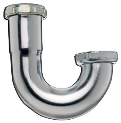 Sink Trap J-Bend, With Clean Out, Chrome-Plated, 1-1/4 x 1-1/4-In.
