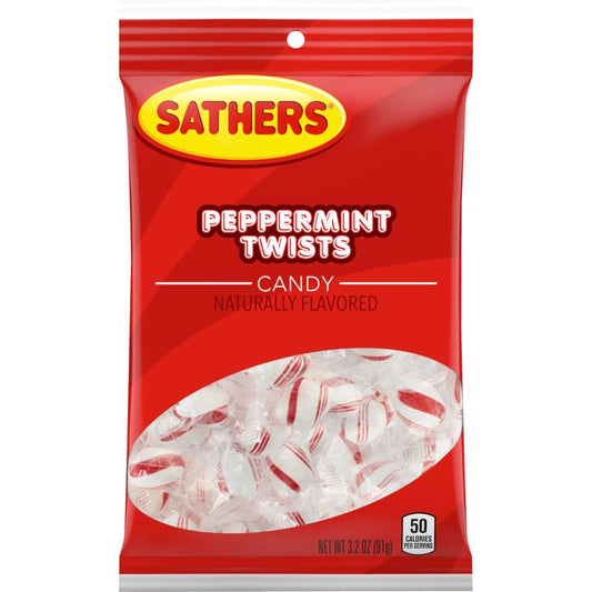 Sathers Peppermint Twists Soft Mint Candy 3-3/16 oz. (Pack of 12)