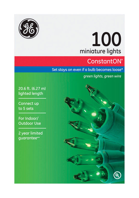 GE Incandescent Green 100 ct String Christmas Lights 20.6 ft.