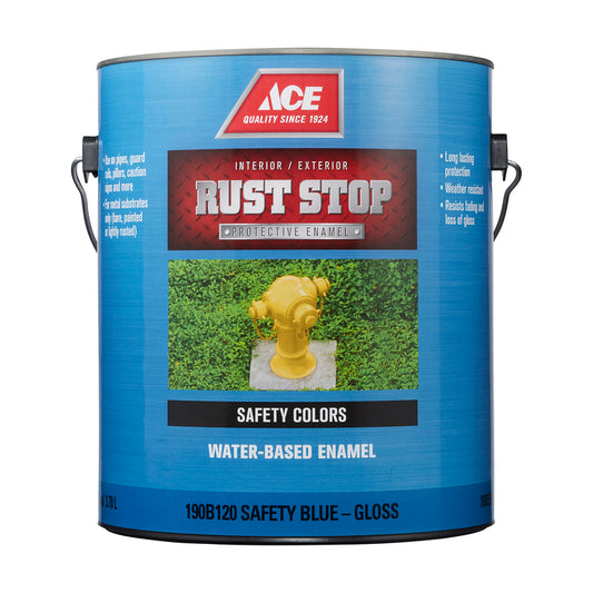 Ace Rust Stop Indoor / Outdoor Gloss Safety Blue Acrylic Enamel Rust Preventative Paint 1 gal (Pack of 4)