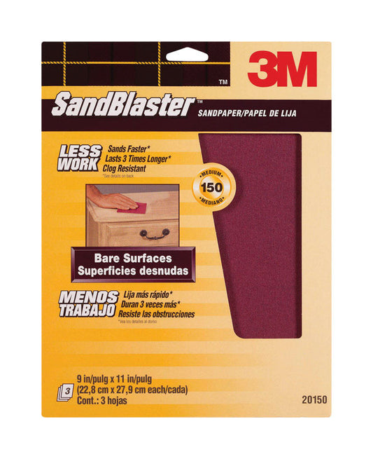 3M 20150-G 9" X 11" 150 Grit SandBlaster™ Paint Stripping Sandpaper (Pack of 10)
