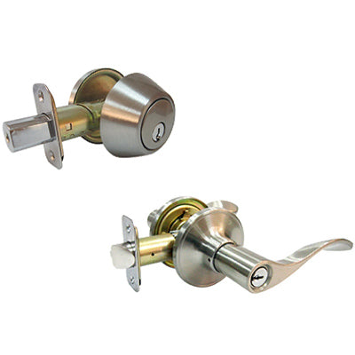 Bergamo Combination Lever Lockset, Satin Nickel (Pack of 2)