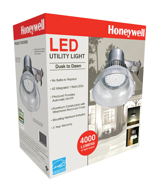 Honeywell  Dusk to Dawn  Plug-In  LED  Silver  Security Light