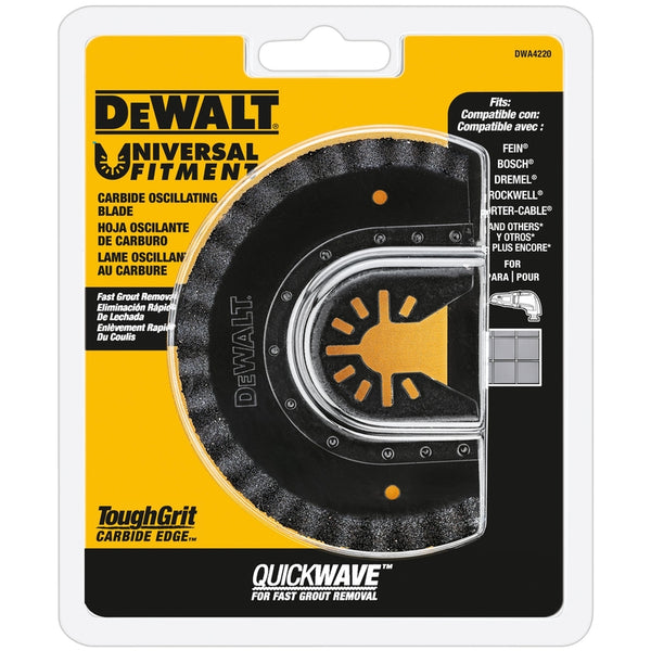 Hoja de eliminación de lechada oscilante semicircular de corte rápido con grano de carburo de ajuste universal DeWalt, 1 pieza