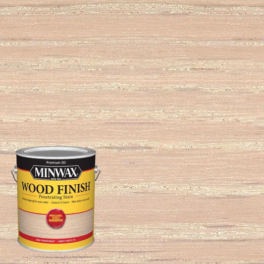 Minwax Wood Finish Semi-Transparent Simply White Oil-Based Penetrating Wood Stain 1 gal (Pack of 2)