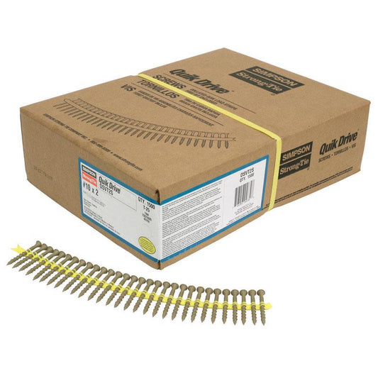 Simpson Strong-Tie Quick Drive No. 10 Sizes X 2 in. L Star Ribbed Flat Head Deck Screws 1500 pk