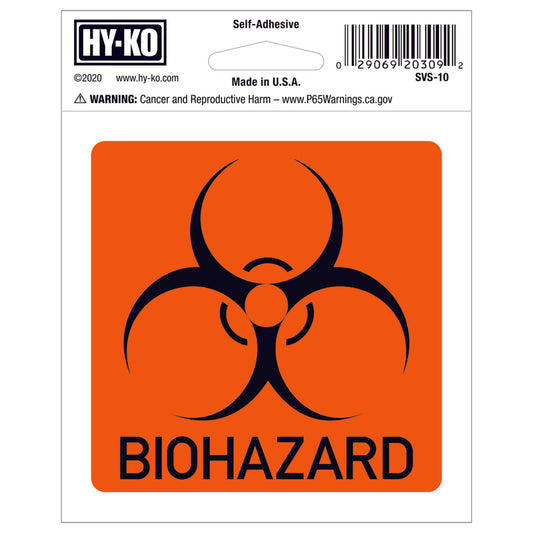 Hy-Ko English Orange Biohazard Decal 5 in. H x 4 in. W (Pack of 10)