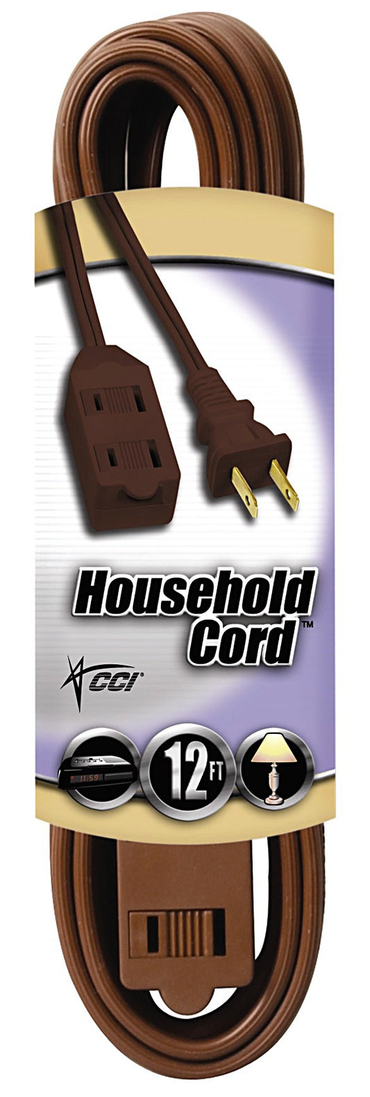 Coleman Cable 94038907 12' 16/2 Brown Indoor Cube Tap Extension Cord