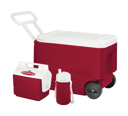 Igloo Wheelie Cool Cooler Set 38 qt. Red/White (Pack of 2)