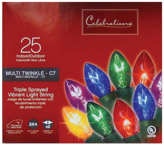 Sienna  C7  Multicolored  25 count Twinkling  String Lights  24 ft.