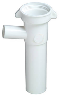 Pieza de desagüe para lavavajillas, plástico blanco, 1,5 x 6 pulgadas.
