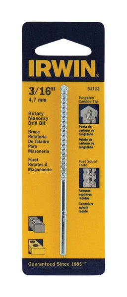 Irwin  3/16 in.  x 4 in. L Carbide Tipped  Rotary Drill Bit  1 pc.