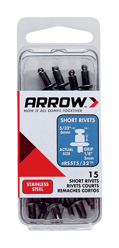Arrow Fastener 5/32 in.   D X 1/8 in.   R Stainless Steel Rivets Silver 15 pk