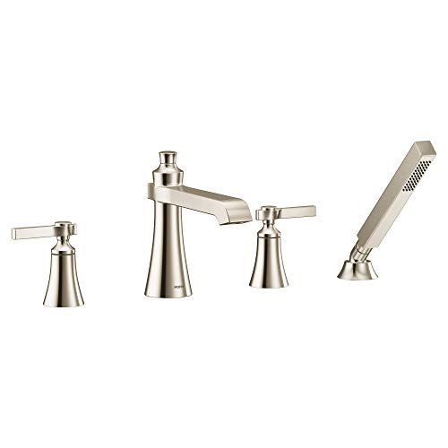 Polished nickel two-handle high arc roman tub faucet