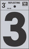 Hy-Ko 3 in. Reflective Black Vinyl Number 3 Self-Adhesive 1 pc. (Pack of 10)