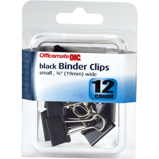 Officemate International 31085 3/8" Small Black Binder Clips