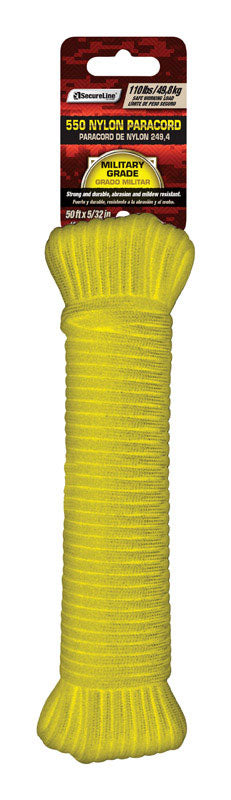 SecureLine 5/32 in. D X 50 ft. L Yellow Braided Nylon Paracord