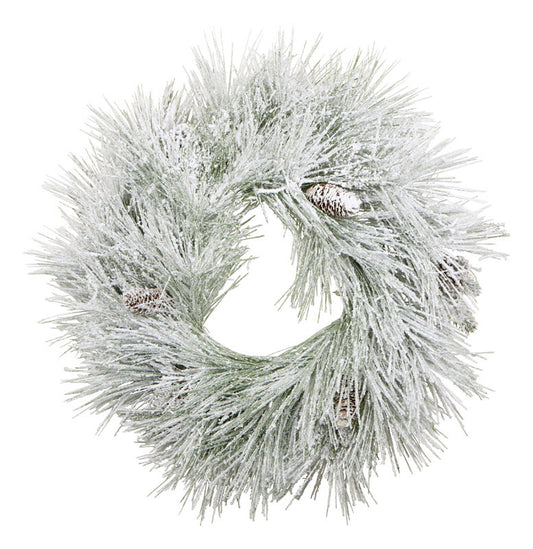 Greenfields White Bavarian Flocked Wreath 24 in. Dia. (Pack of 2)