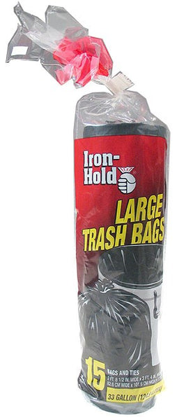 Iron Hold 55 gal. Contractor Bags Twist Tie 15 pk (Pack of 4