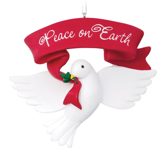 Hallmark Multicolored Resin Dove Peace On Earth Theme Christmas Ornament 3.13 L x 2.8 H x 0.82 W in.