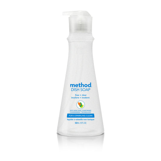 Method Free + Clear No Scent Liquid Dish Soap 18 oz. (Pack of 6)