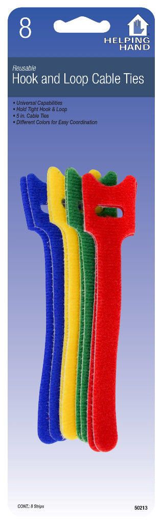 Helping Hand 50213 Hook & Loop Cable Ties Assorted Colors (Pack of 3)